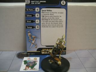 Star Wars Miniatures Clone Strike Battle Droid On Stap With Card 32/60
