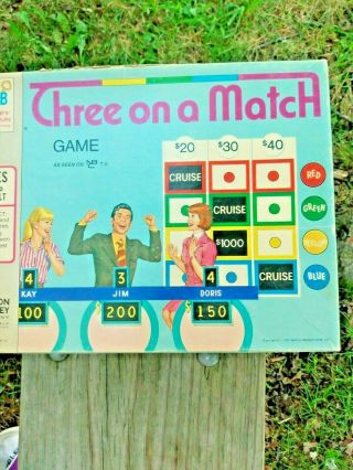Vintage Milton Bradley Mb 1972 Three On A Match Game Complete