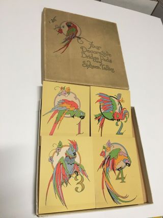 Vintage Gibson Paper Bridge Score Pads - Tally Sheets Art Deco Parrot