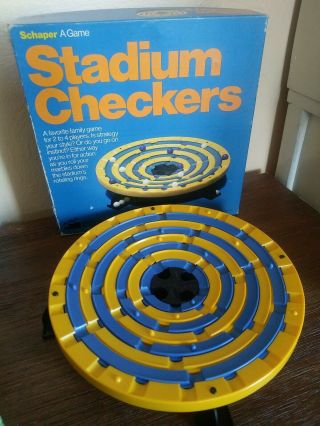 Vintage Stadium Checkers Board Game - Schaper 1976