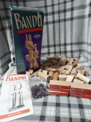 Bandu Wooden Block Stacking Game 1991 Milton Bradley Vintage 100 Complete Beans