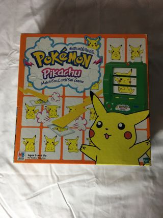 Vintage Pokemon Pikachu Match Em Catch Em 1998 Board Game Milton 100 Complete