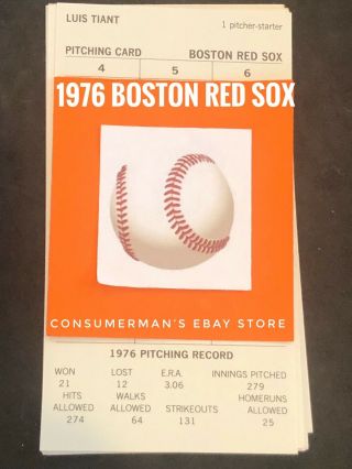 Strat - O - Matic Baseball 1976 Boston Red Sox