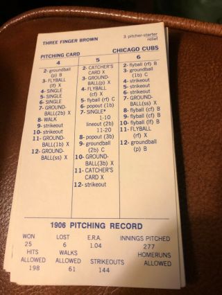 1906 Chicago Cubs Strat - O - Matic Baseball Team Three Finger Brown 116 - 36 Record