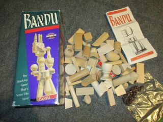 Vintage Bandu Wooden Block Building Game 1991 Milton Bradley