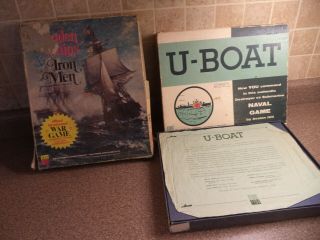 2 Avalon Hill Games Wwii U - Boat Naval Game Metal Ships & Wood Ships & Iron Men