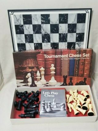 Vtg 1974 E.  S.  Lowe Milton Bradley Tournament Chess Set 809 Staunton Felted