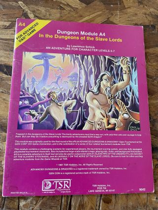 Advanced Dungeons And Dragons A4 In The Dungeons Of The Slave Lords 1981