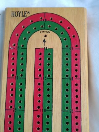 Vintage Hoyle Cribbage Classic Board Game 2 Lanes Wooden 2
