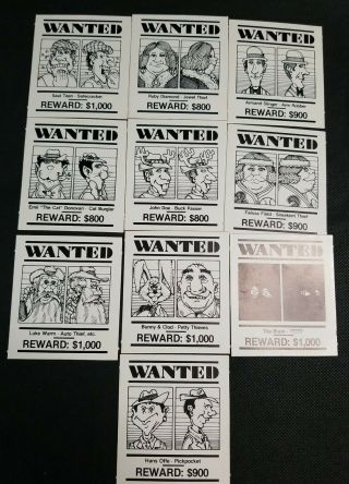 Parker Brothers Stop Thief Replacement Part 1979 Board Game 10x Wanted Cards