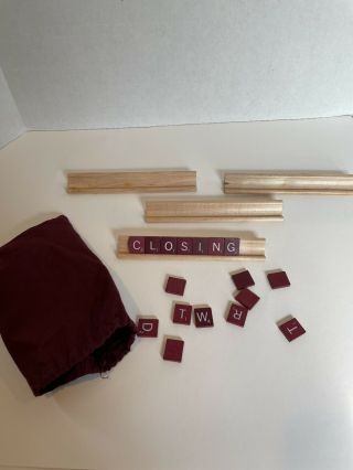 99 Deluxe Edition Wood Maroon Scrabble Letter Tiles 4 Wood Tile Racks Crafts