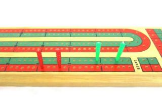 Hoyle Number 5022 Wooden Cribbage Board with 4 Pegs Two Lanes 3
