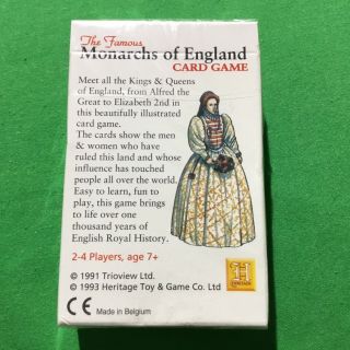 Old 1993 MONARCHS of ENGLAND Playing Cards Game ROYAL KINGS QUEENS Art 2