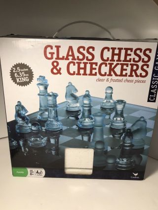 Complete - Cardinal Classic Glass Chess And Checkers Set 9 "