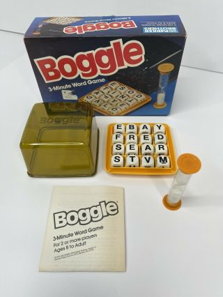 1987 Boggle 3 - Minute Word Game Complete Parker Brothers No.  0384 Vgc