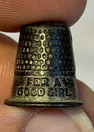1935 Pewter Monopoly Pawn Piece Thimble Marked For A Good Girl