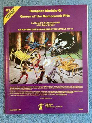 Tsr Games Advanced Dungeons And Dragons Dungeon Module Q1 1980