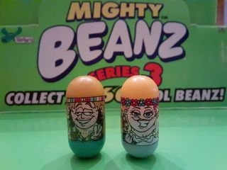2003 Vintage Mighty Beanz; Series 3; Set Of 2 Uncommon; Themed Pair: Hippies