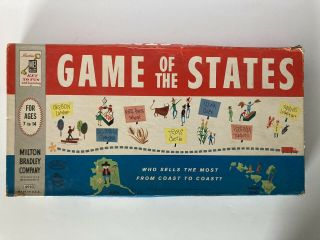 Vintage 1960 Milton Bradley Game Of The States 4920 Board Game Complete Euc