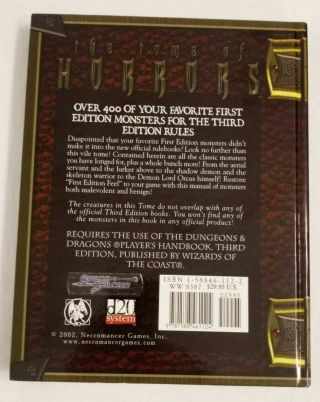 Tome of Horrors Sword & Sorcery (Necromancer) Hardcover – D&D 3 Ed.  WW8388 AD&D 2