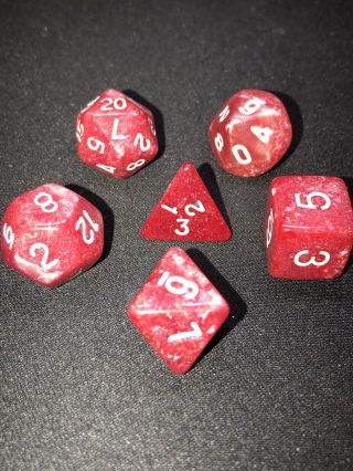 D&d Dungeon & Dragons Rpg Dice Cranberry Chessex ? Marbelized Red Pink Swirl