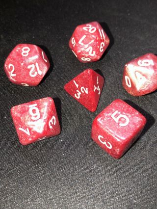 D&D Dungeon & Dragons RPG Dice Cranberry Chessex ? Marbelized Red Pink Swirl 2