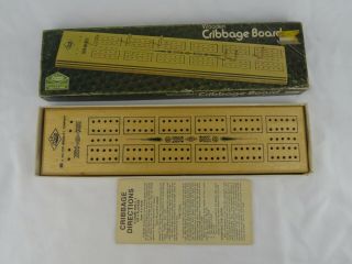 Vintage 1974 E.  S.  Lowe Milton Bradley Wooden Cribbage Board 1503