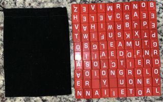 100 Red Plastic Scrabble Letter Tiles 2013scrabble Electronic Scoring W/bag