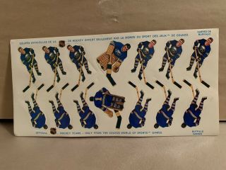 Vintage Coleco Table Top Hockey Sticker Sheet Buffalo Sabres NHL 1970’s 2