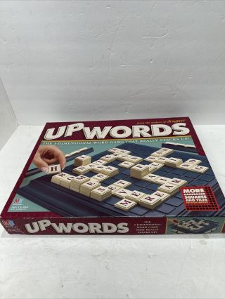 Upwords 3d Word Game By Milton Bradley With 10x10 Grid.