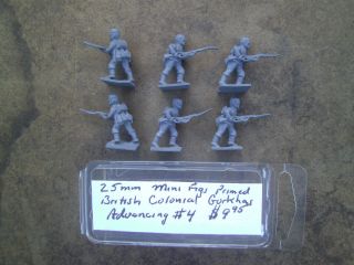 25mm Mini Figs British Colonials Gurkhas Advancing Primed