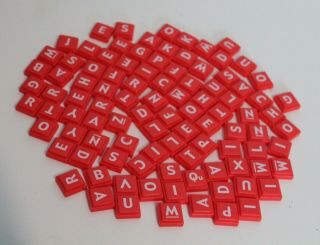 2008 Scrabble Upwords Replacement Plastic Red Letter Tiles