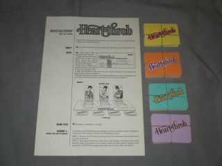 1988 Milton Bradley Heart Throb Board Game Personality Cards Instructions Replac