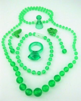Pretty Pretty Princess Game Part Jewelry Set Ring Token Necklace Earing Green