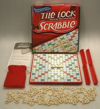 Scrabble Tile Lock Crossword Complete Game 2011 Hasbro Perfect For Travel & Car