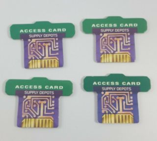The Omega Virus Game Replacement Parts - 4 Green Access Cards Supply Depots