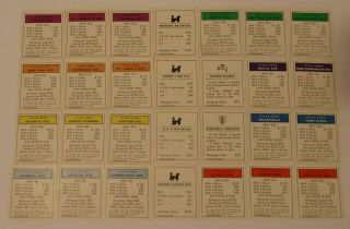 Monopoly Property Deed Cards Complete Set Of 32 Standard Edition