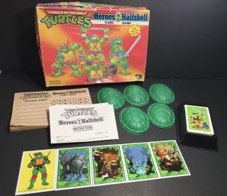 Vtg Tmnt 1990 “heroes In A Halfshell” Card Game,  4 Movie Scene Cards