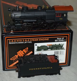 Mth 80 - 3240 - 1 Prr Pennsylvania 2 - 8 - 0 H10 2 - 8 - 0 Steam Locomotive 7103 Proto 3.  0
