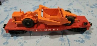Lionel 6817 Flat Car W/allis - Chalmers Scraper Parts Or Restoration Only