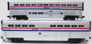 MTH 30 - 6501 O Amtrak RailKing O - 31 SuperLiner Sleeper/Diner Set (Set of 2) EX 3