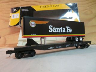 Rare Lionel K - Line Warbonnet Santa Fe Midnight Chief Flat Car W/trailer 6 - 21591