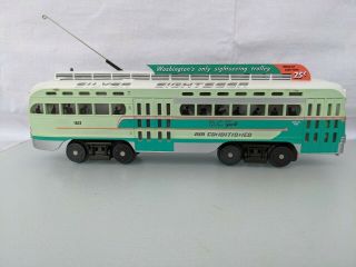 Mth 30 - 2510 - 1 Washington Pcc Silver Sightseer Electric Street Car With Ps1