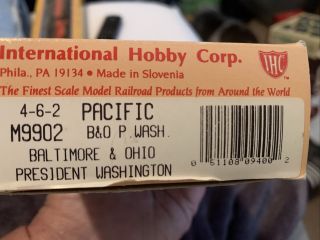 HO IHC Locomotive 4 - 6 - 2 Pacific Baltimore Ohio Pres.  Washington M9902 2