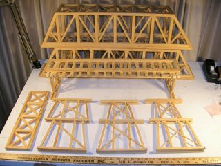 Custom Built O/o - 27 Wooden Truss Bridges: 33 5/8”,  30 5/16”,  24 7/16” Span,