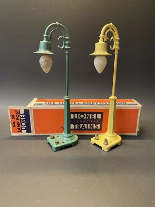 Vintage Prewar Lionel No.  58 Lamp Post Set Of 2 With Box