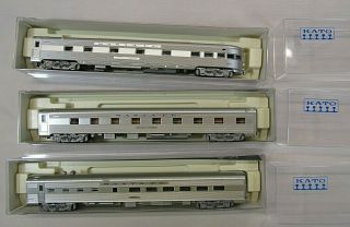 N Scale Kato Santa Fe Chief 3 Passenger Cars Coach,  Diner And Observation