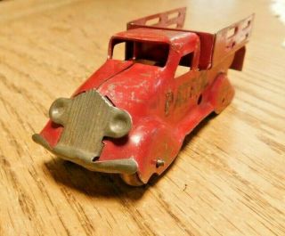 Vintage 1930 ' s - 1940 ' s Marx Pressed Steel Patrol Truck,  for The Fire Station Set. 2