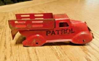 Vintage 1930 ' s - 1940 ' s Marx Pressed Steel Patrol Truck,  for The Fire Station Set. 3