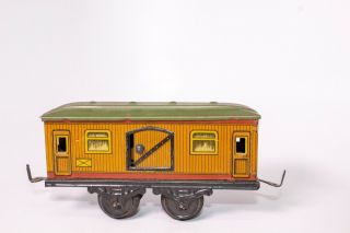 Vintage Pre - War Karl Bub (kbn) Tin Lithographed Baggage Car With Sliding Doors